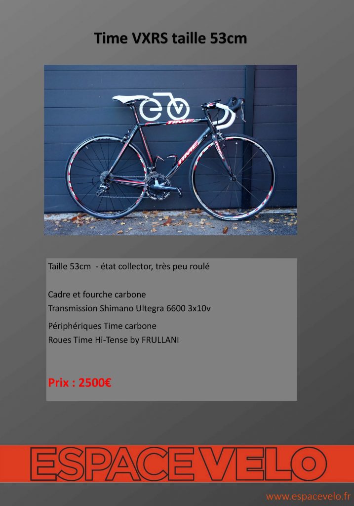 Vélo De Route Carbone TIME VXR – Shimano Dura-Ace 10s, Roues Mavic Ksyrium, Taille S